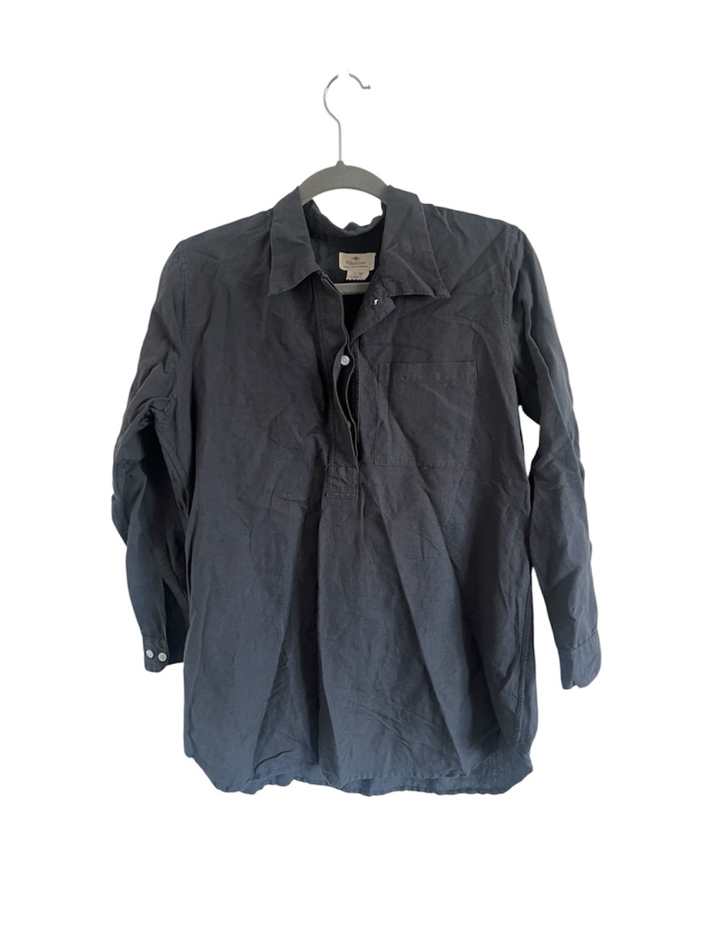 Vikolino Linen Quarter Button Up Blouse, size S/M